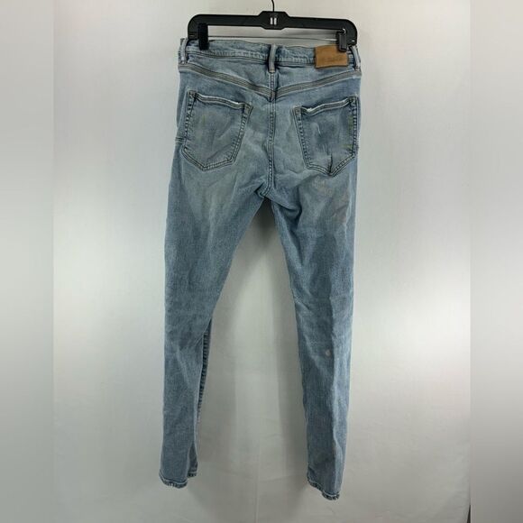 Purple Ripped Distressed Paint Spatter Skinny Jeans- Size 33" x 32" - Picture 2 of 16